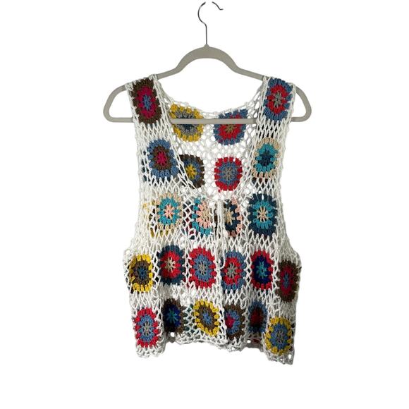 Urban Outfitters Crochet Granny Square Vest Cottagecore Boho Festival Womens OS - Picture 1 of 5